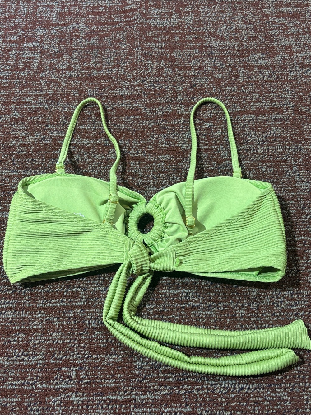 House of Harlow bikini top green ribbed keyhole ring convertible strap large - Picture 4 of 10